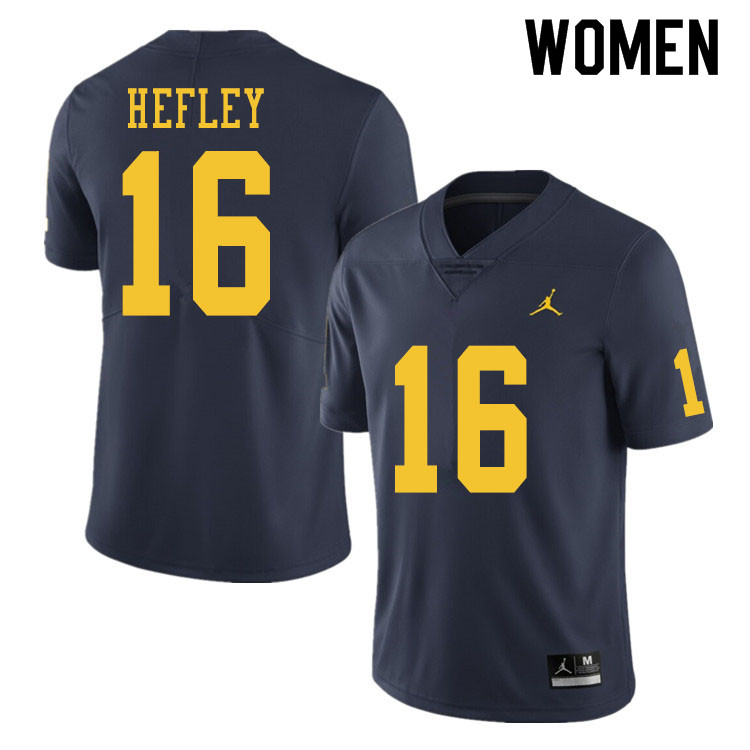 Women #16 Ren Hefley Michigan Wolverines College Football Jerseys Sale-Navy